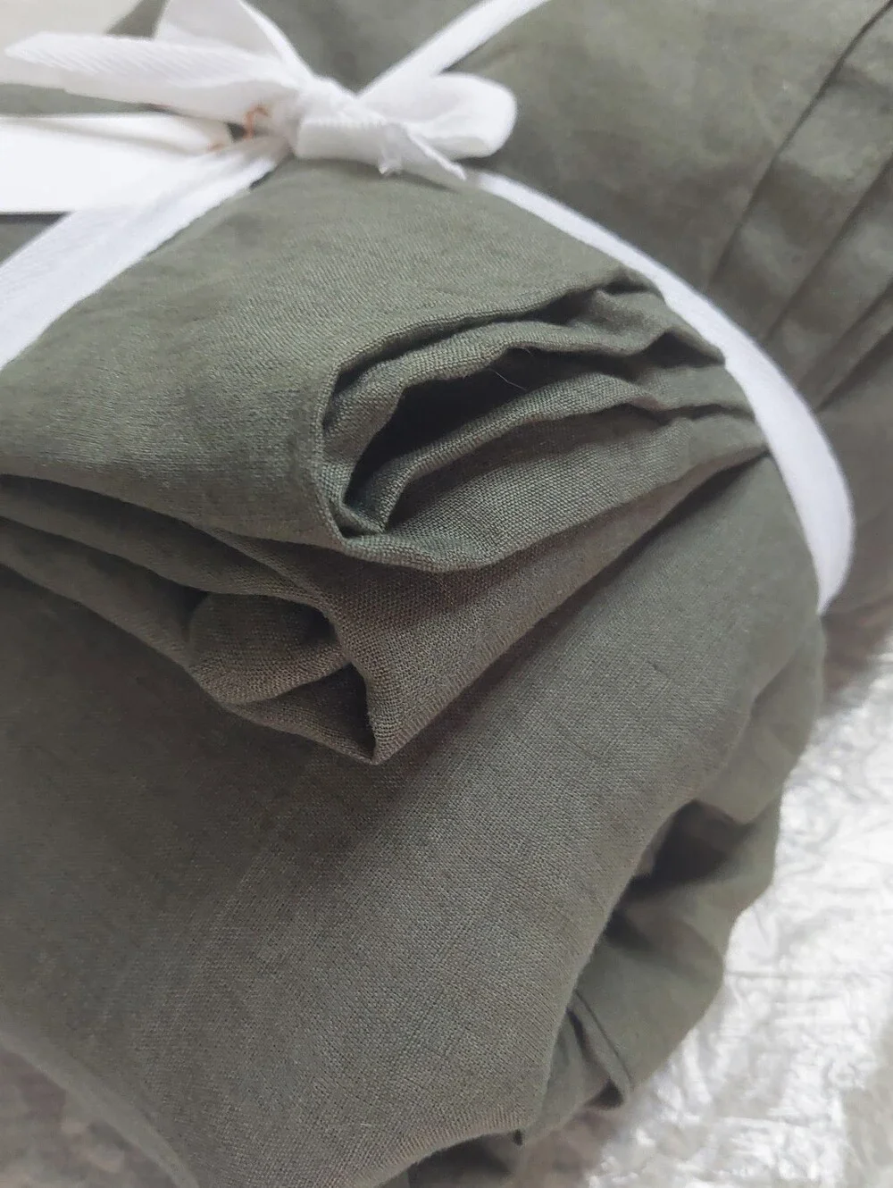 NWT! Quince European Linen Olive Duvet Cover & Shams! Sz. King/ Cal King! (981)